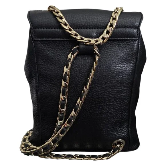 Dylan Kain Romy Backpack Black Leather‎ Gold Chain - Picture 5 of 12